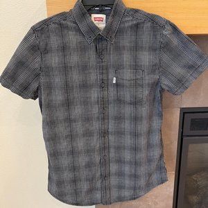 LEVI's Men's Casual Button Down Shirt Short Sleeves Black Size Medium Cotton